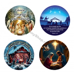 Stickere rotunde, mesaj Craciun